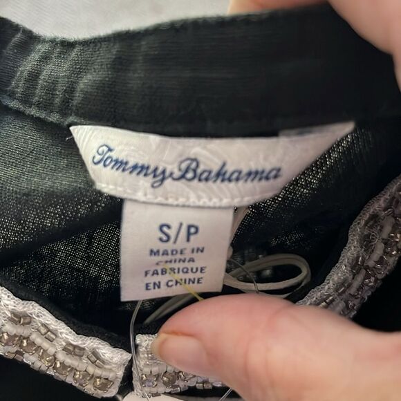 Tommy Bahama Lux Linen Embellishments Elegant Black Women's Short Jacket NWT - Picture 11 of 12